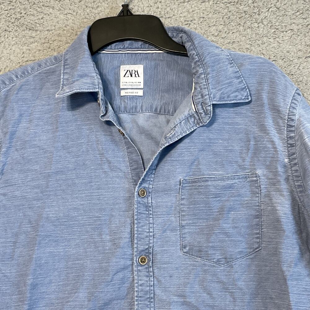 Zara Womens Relaxed Fit Oversized Denim Overshirt XL Pocket - Picture 5 of 15